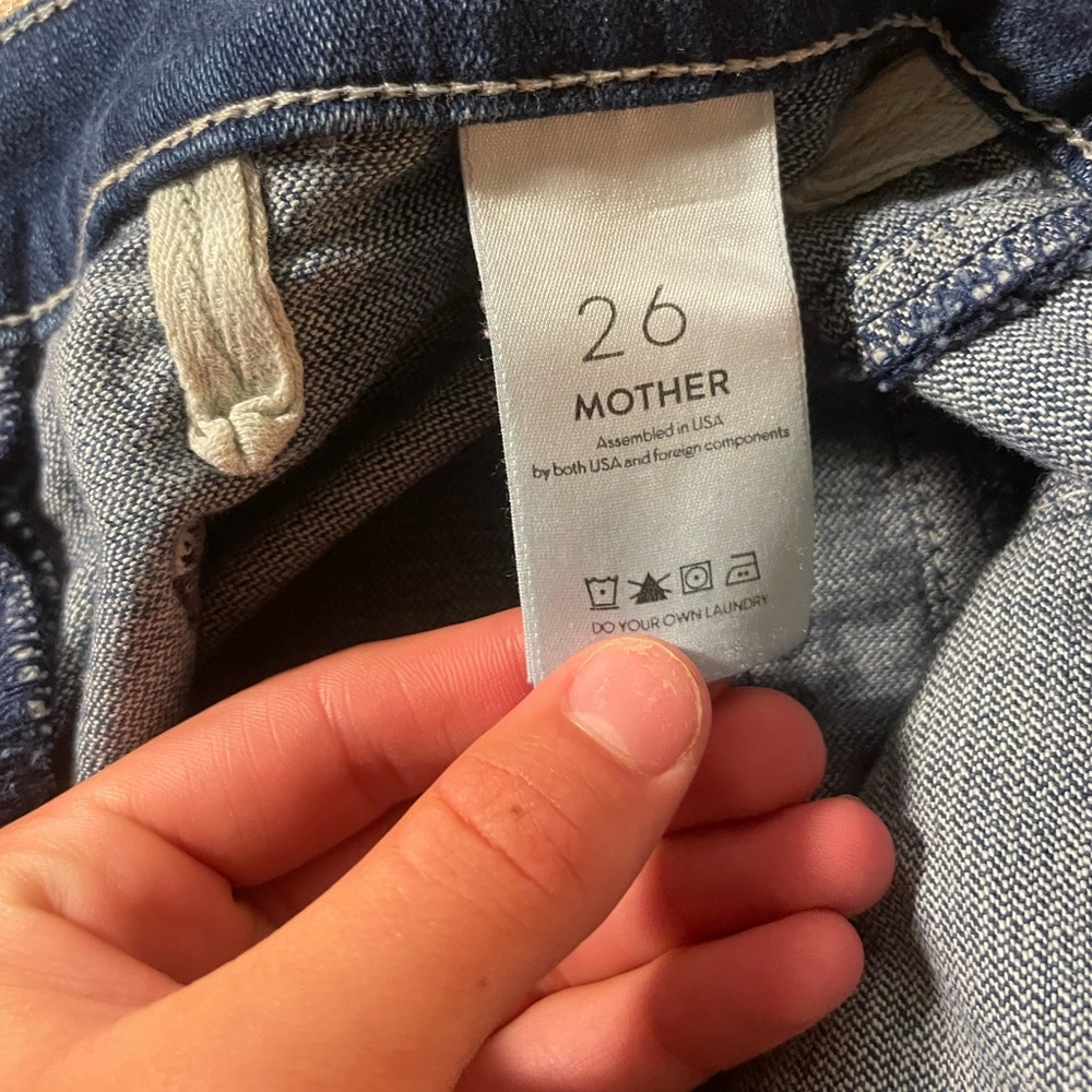 MOTHER Dark Blue Distressed Jean Shorts - Picture 6 of 6